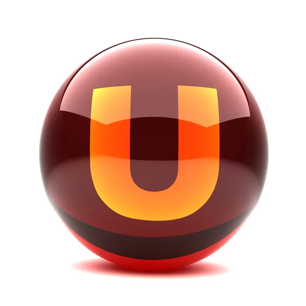 Carta em uma esfera brilhante 3d - U — Fotografia de Stock