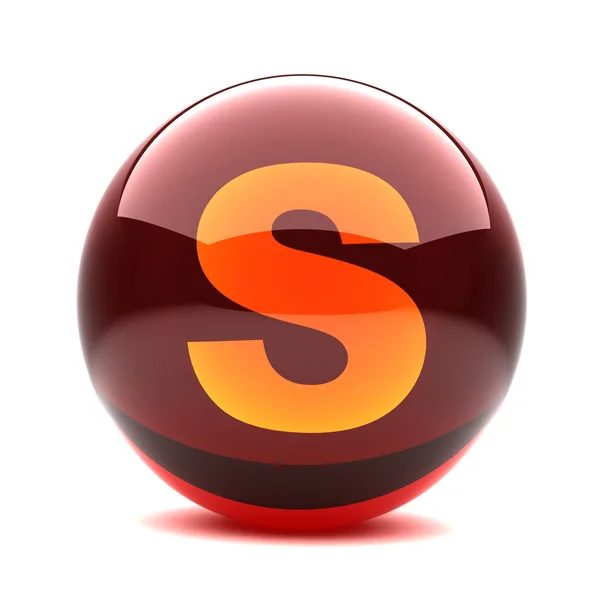 Carta em uma esfera brilhante 3d - S — Fotografia de Stock
