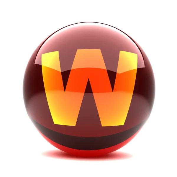 Carta em uma esfera brilhante 3d - W — Fotografia de Stock