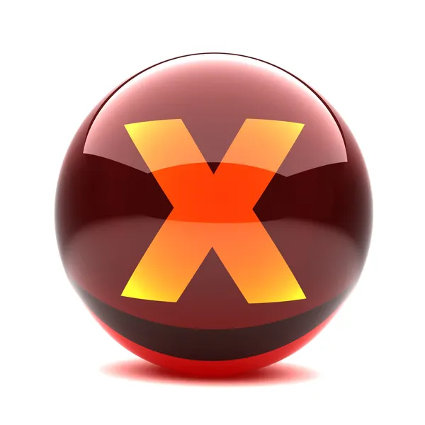 Carta em uma esfera brilhante 3d - X — Fotografia de Stock