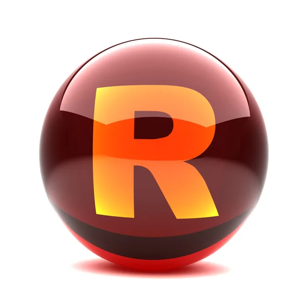 Letter in a 3d glossy sphere - R Royalty Free Stock Images