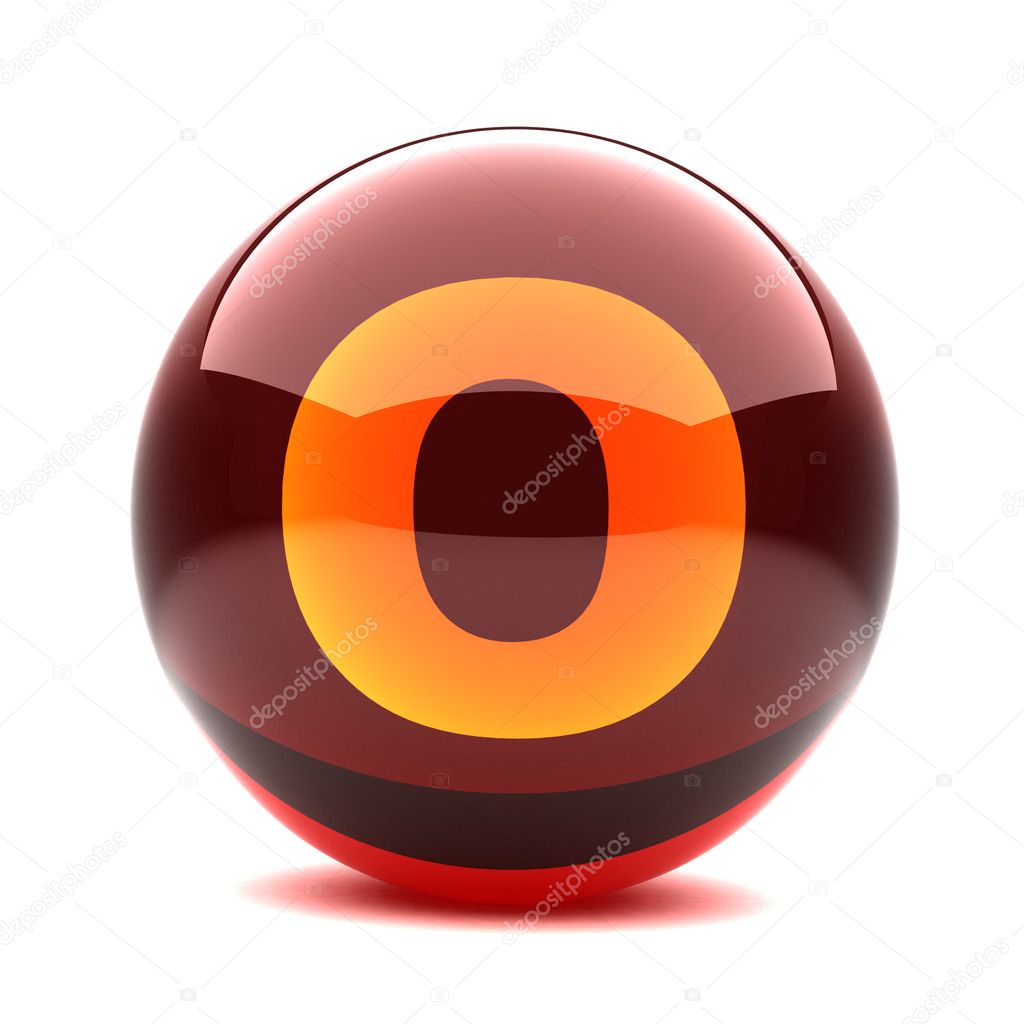 Letter in a 3d glossy sphere - O