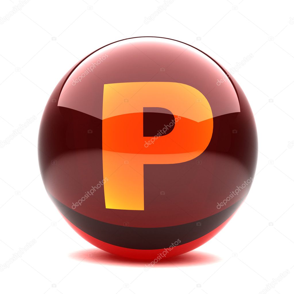 Letter in a 3d glossy sphere - P