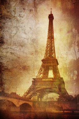 Eiffel tower on grunge background clipart