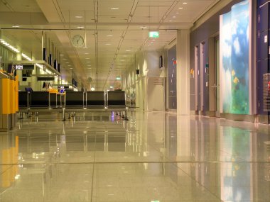 Empty airport with rows of seats clipart