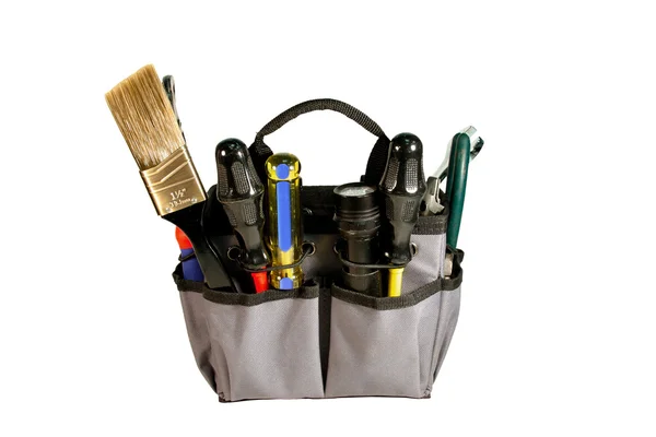 Werkzeugtasche mit Werkzeugen, isoliert mit Pfad — Stockfoto