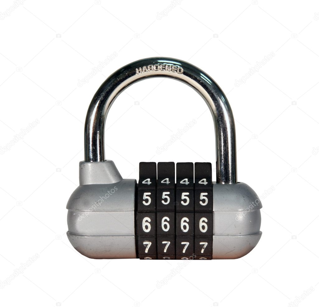 Combination padlock isolated with path