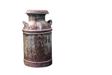 Rusty milk can isolated with path clipart