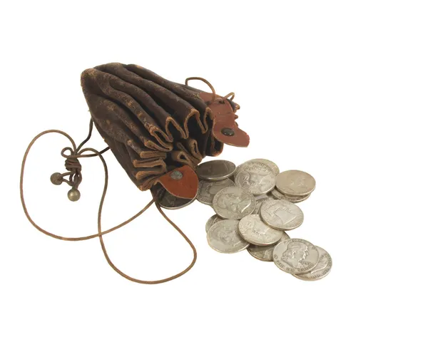 Geldbörse mit alten Münzen — Stockfoto