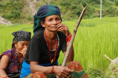 yeşil alan üzerinde Nepal kadınlar