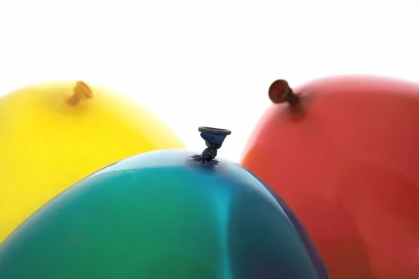 Blue, red and yellow balloons — Stock Photo, Image