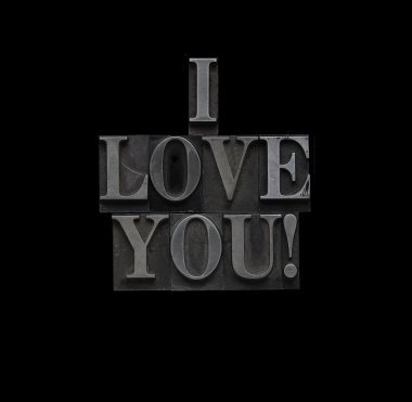 I love you in metal type clipart