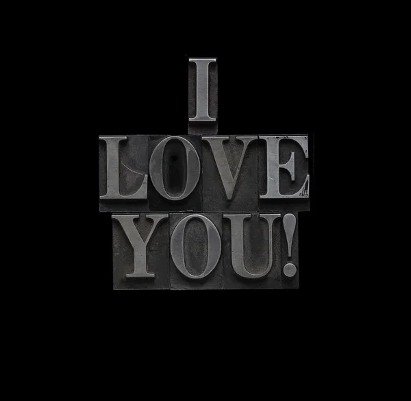 I love you in metal type — Stock Photo, Image