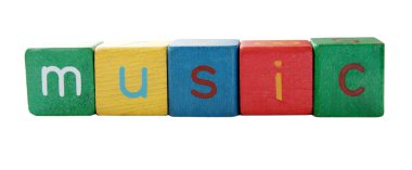 The word music in block letters clipart