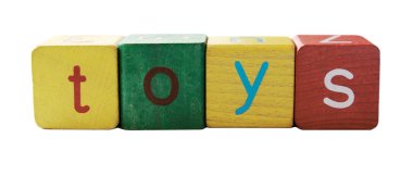 Toys in block letters clipart