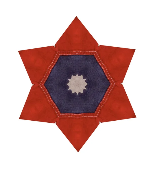 Red and blue fabric star — Stock Photo, Image