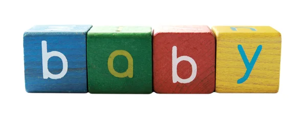 Baby in block letters — Stock Photo, Image