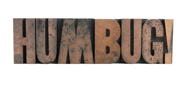 Humbug em tipografia tipo de madeira — Fotografia de Stock