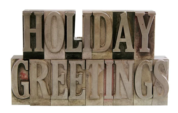 Happy holidays in metal type — Stock Photo, Image