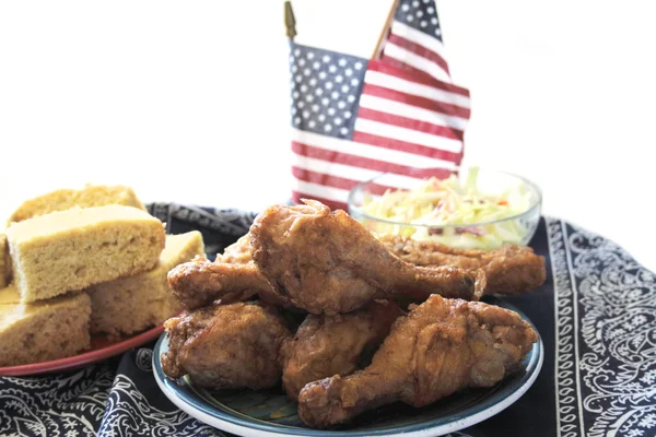 Fried chicken with flags — Stock Photo, Image