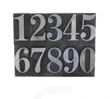 Metal type numbers clipart