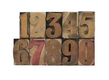 Numbers in old wood type clipart