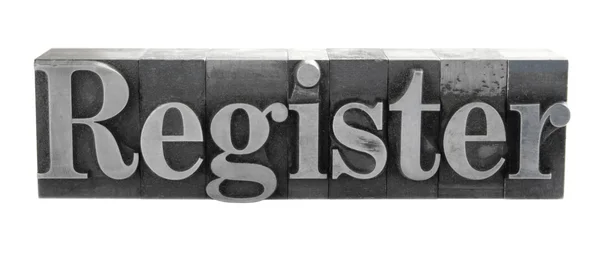 Register in ink-stained lead type — Stock Photo, Image