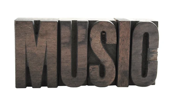 Music in letterpress wood type — Stock Photo, Image