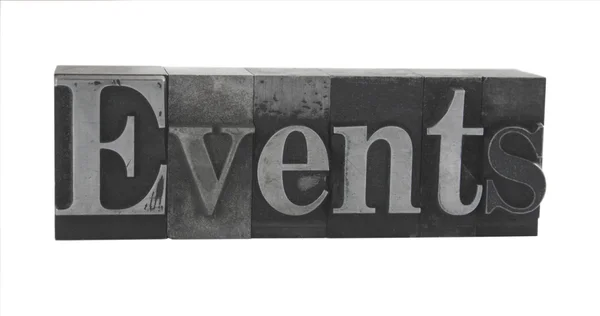 stock image Events in old metal type