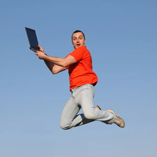 Jump with PC Royalty Free Stock Images
