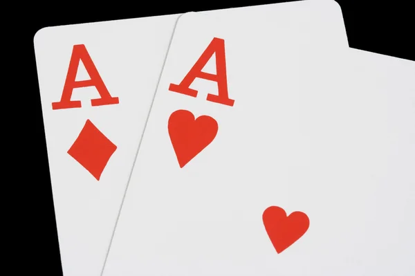 Two Red Aces on Black — Stock Photo, Image