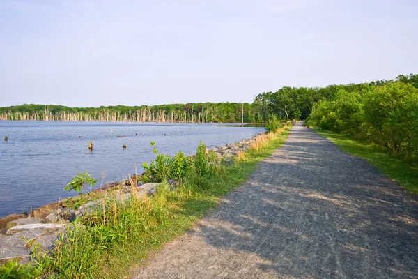 Estrada do lago e cascalho — Fotografia de Stock
