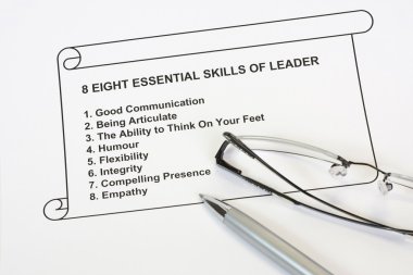 Eight essential skills of leader clipart