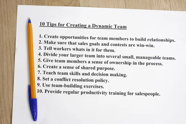 stock image 10 tips for creating a dynamic team