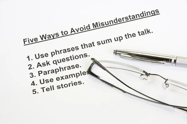 Cinco maneras de evitar malentendidos — Foto de Stock