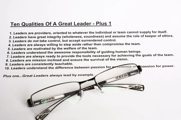 Ten qualities of a great leader - plus 1 — Stock Photo, Image