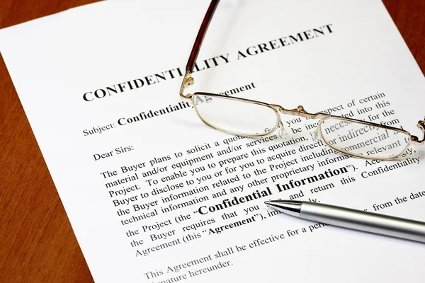 Confidentiality agreement — Stock Photo, Image