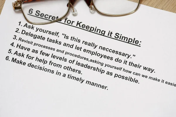 Six secret for keeping simple — Stock Photo, Image