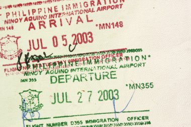 Arrival Departure visa stamps clipart