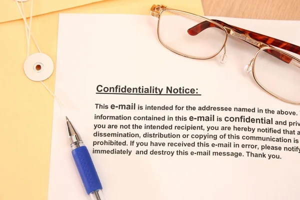 Confidentiallity Notice — Stock Photo, Image