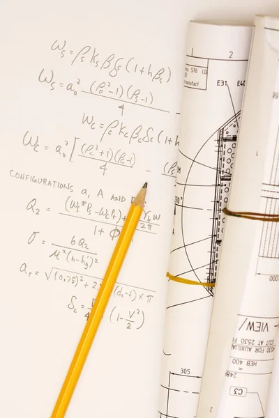Equation and blueprint — Stock Photo, Image