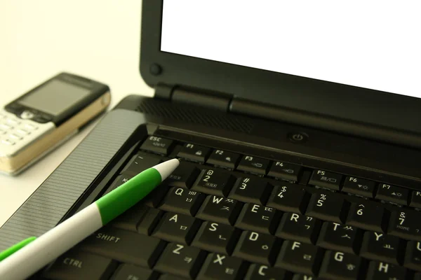 Ordenador portátil con espacio en blanco para su texto Imagen de archivo