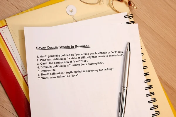 7 смертельных слов в бизнесе — стоковое фото
