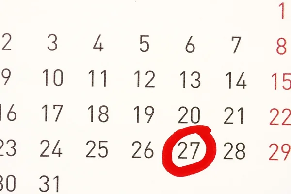 Datum omcirkeld op een kalender. — Stockfoto