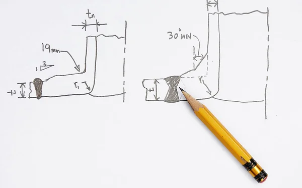 노즐 용접 조인트의 스케치 — 스톡 사진