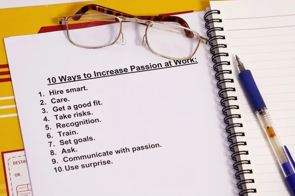Ten ways to increase passion at work — Stock Photo, Image