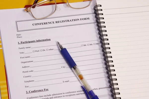 Formularz rejestracji konferencji — Zdjęcie stockowe