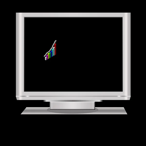 Télévision à écran LCD avec graphique à barres — Photo