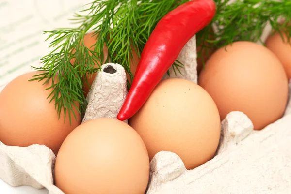 Eier mit Chili und Dill — Stockfoto