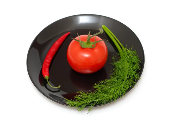 Tomate, endro, pimenta — Fotografia de Stock